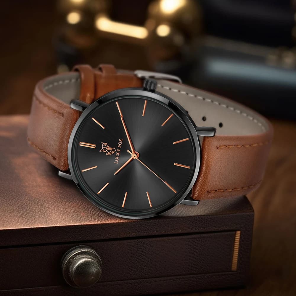 LUCKY FOX Classic Luxury Men Watch Simple Casual Men and Women Round Large Dial Quartz Watch Clock Gifts Men Reloj - 3