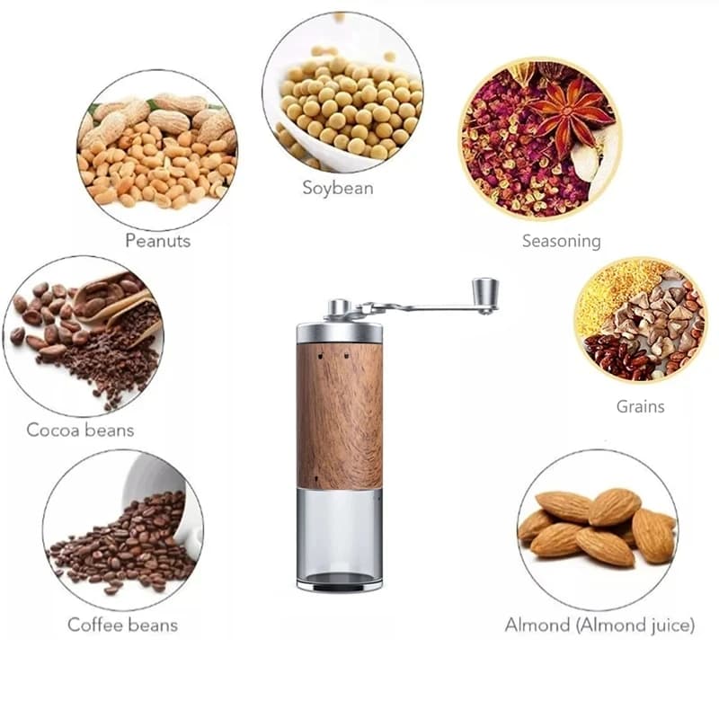 1PCS Coffee Bean Grinder Portable Wood Grain Stainless Steel Crank Hand Hand Coffee Grinder Kitchen Tool Grinder - 6