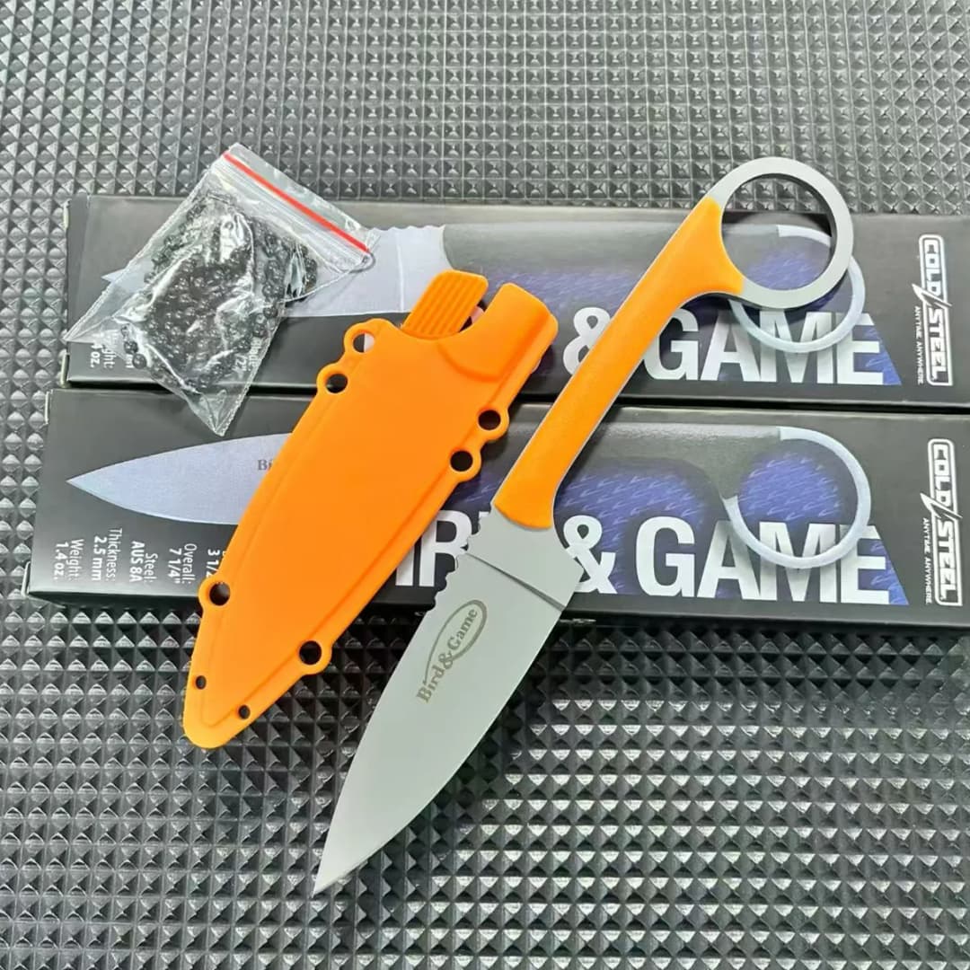 سكين مستقيم من الفولاذ البارد للخارج سكين مجال البقاء على قيد الحياة قطعة واحدة مع غمد K سكين صغير محمول سكين فاكهة حاد - 5