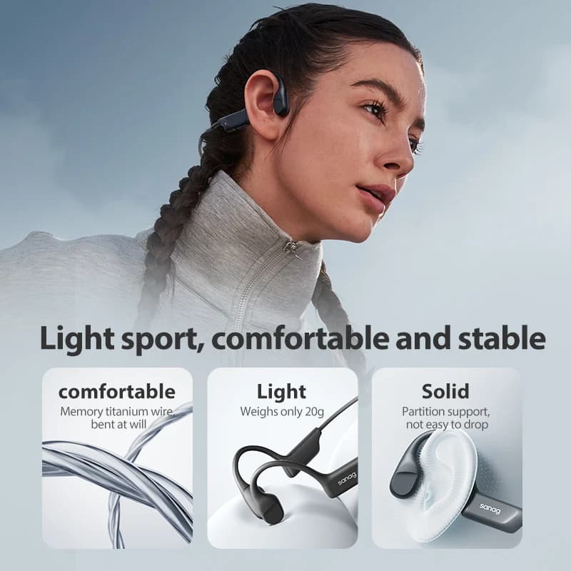 Sanag B22s Bone Conduction Earphone 16Hours Playtime IPX5 Waterproof Bluetooth5.3 Dynamic Spatial Sound Field Headphones - 3