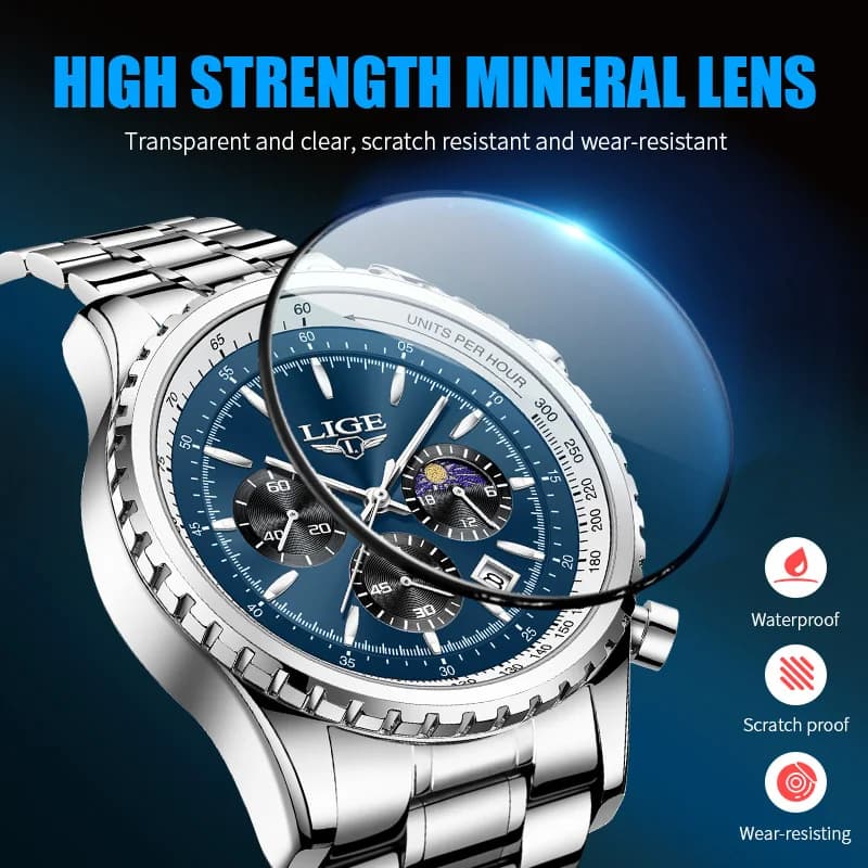 2026 LIGE Top Brand Luxury New Men Watch Quartz Man Watches Waterproof Luminous Watch for Men Date Chronograph Sport Wristwatch - 4