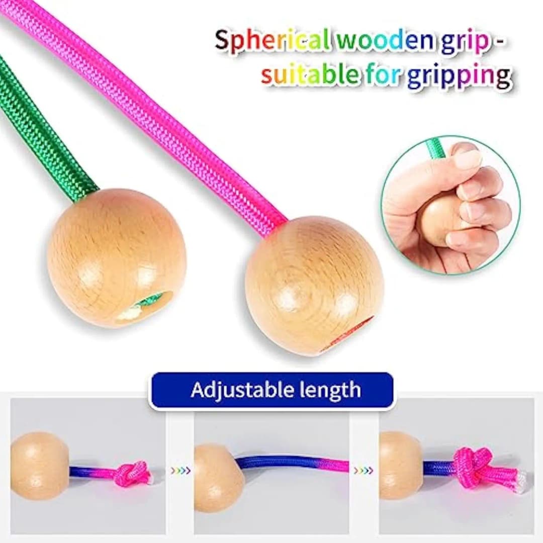 5m Children Group Skipping Rope Rainbow Long  rope Students Speed Skipping Rope -fit Jump Rope With Anti-Slip Handle - 4