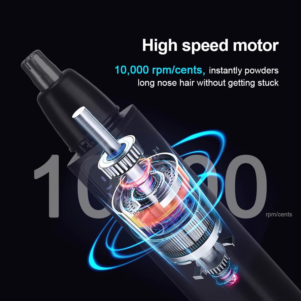 مقص شعر الأنف الكهربائي قابل لإعادة الشحن حلاقة تلقائية مقص أنف محترف للجنسين قابل للغسل مقص شعر أنف غير مؤلم - 4