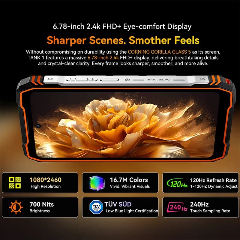 بلاكفيو أوسكال تانك 1 هاتف ذكي متين 5G بشاشة 6.78 بوصة بدقة 2.4K ومعدل تحديث 120 هرتز ومعالج ديمينسيتي 7050 وبطارية 20000 مللي أمبير في الساعة وNFC وكاميرا 64 ميجابكسل بتقنية الذكاء الاصطناعي - 6