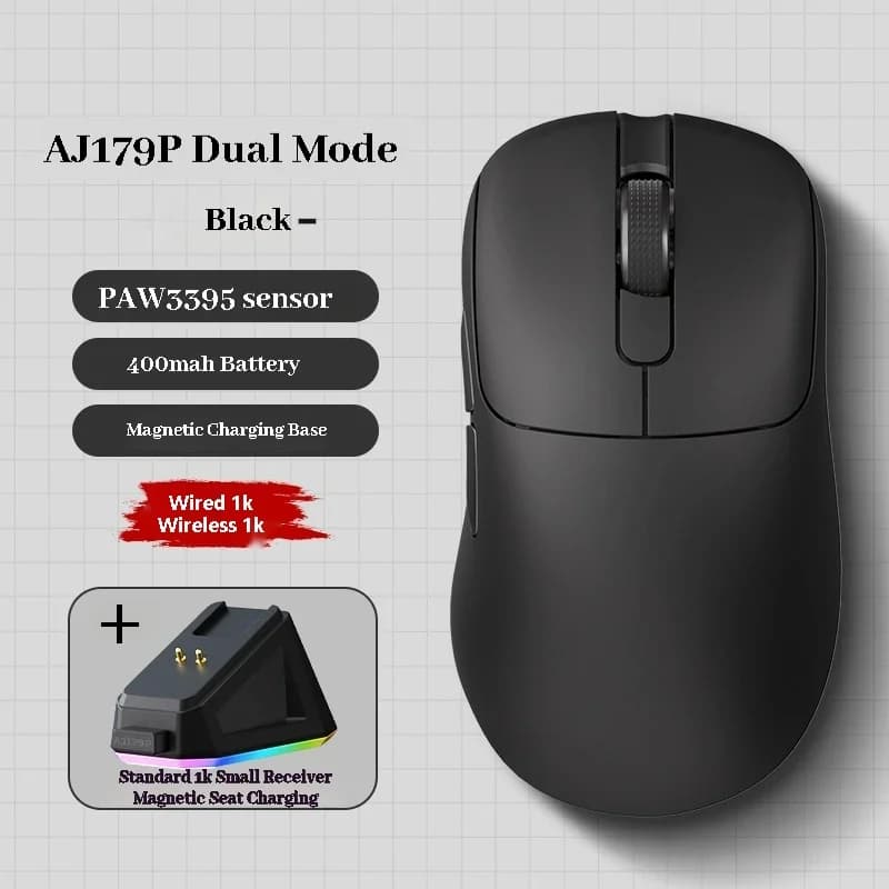 AJAZZ AJ179P PAW3950 30000DPI 8Khz Wireless Gaming Mouse Right Handed Ergonomic Mouse with RGB Magnetic Screen Charging Base - 2