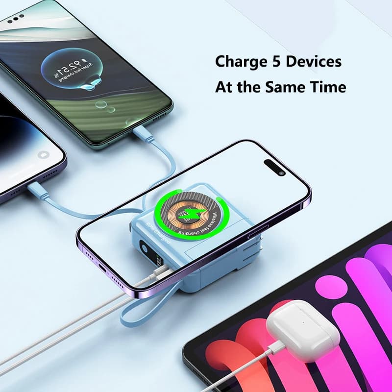 بنك طاقة Magsafe 20000 مللي أمبير، كابل قابل للإزالة، شاحن جداري 22.5 واط، مناسب لـ iPhone وXiaomi وSamsung - 6