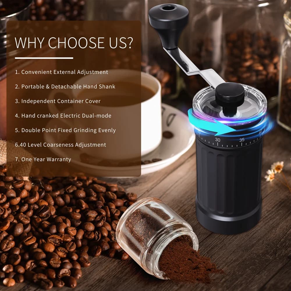 Manual Coffee Grinder External Scale 40 Gear Adjustable Ceramic Grinding Core High-Quality Professional Home Coffee Making Tool - 5