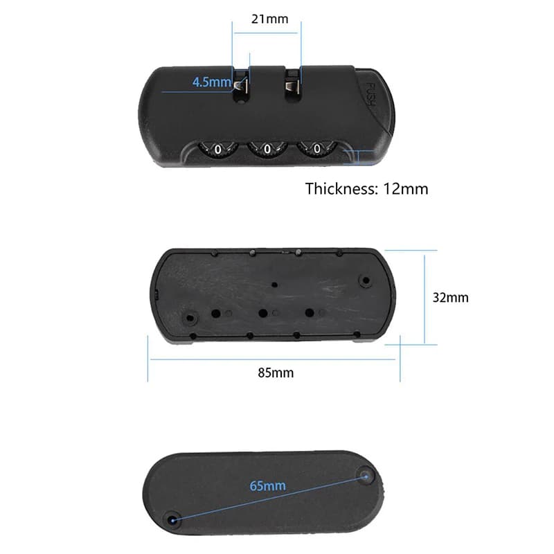 قفل الجمع للأمتعة ، قفل Tsa 3 أرقام ، اكسسوارات لحقيبة ، حقيبة سفر ، قفل رمز ، أسود - 6