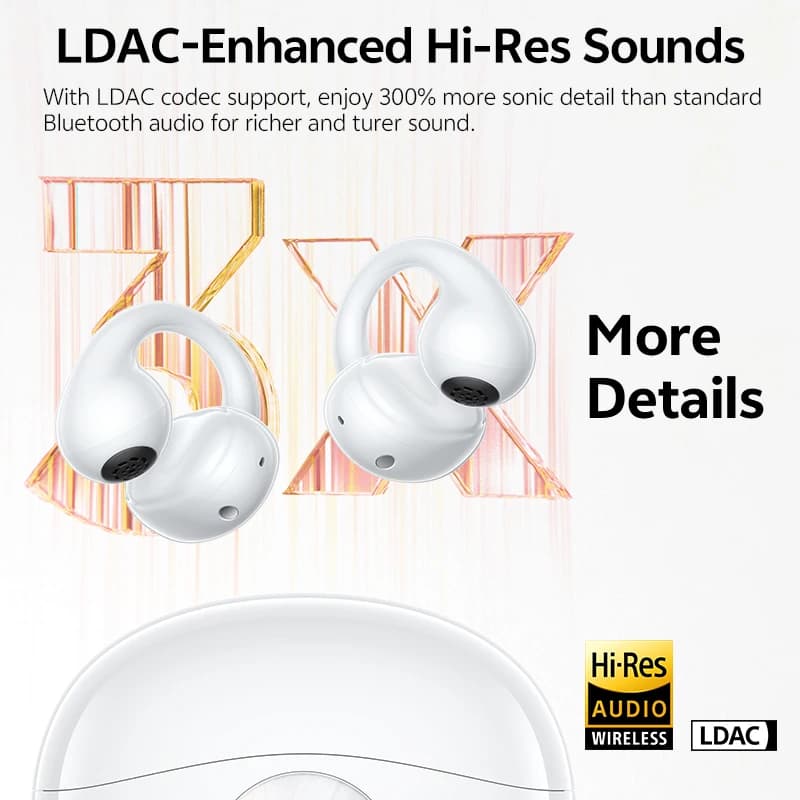QCY Crossky C50i Open Ear Bluetooth Earphones Hi-Res LDAC Ear Clip Wireless BT6.0 Sports Earbuds Clip On 4-Mics Headphones 42H - 4