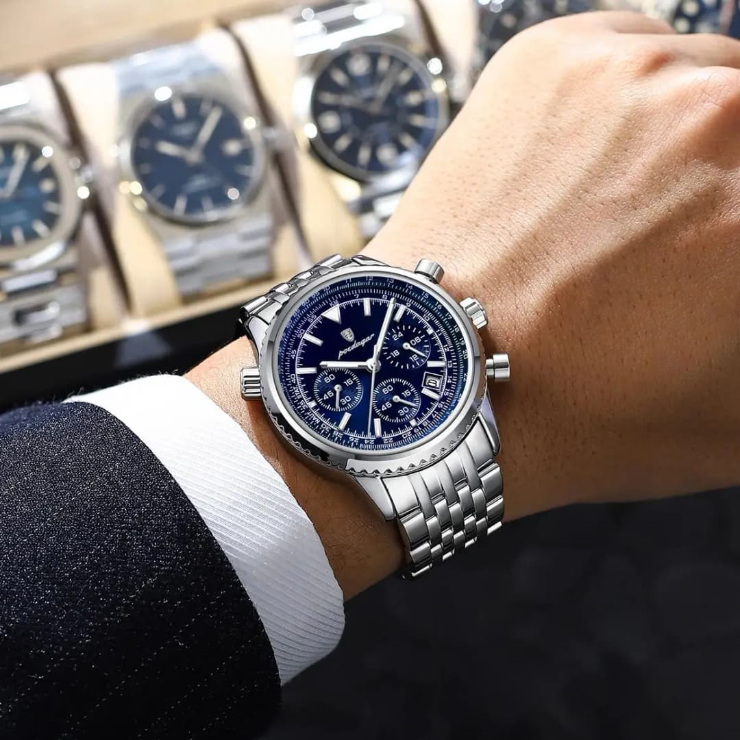 POEDAGAR Fashion Military Men's Watches Waterproof Luminous Date Chronograph Man Watch Stainless Steel Luxury Quartz Male Clock - 6