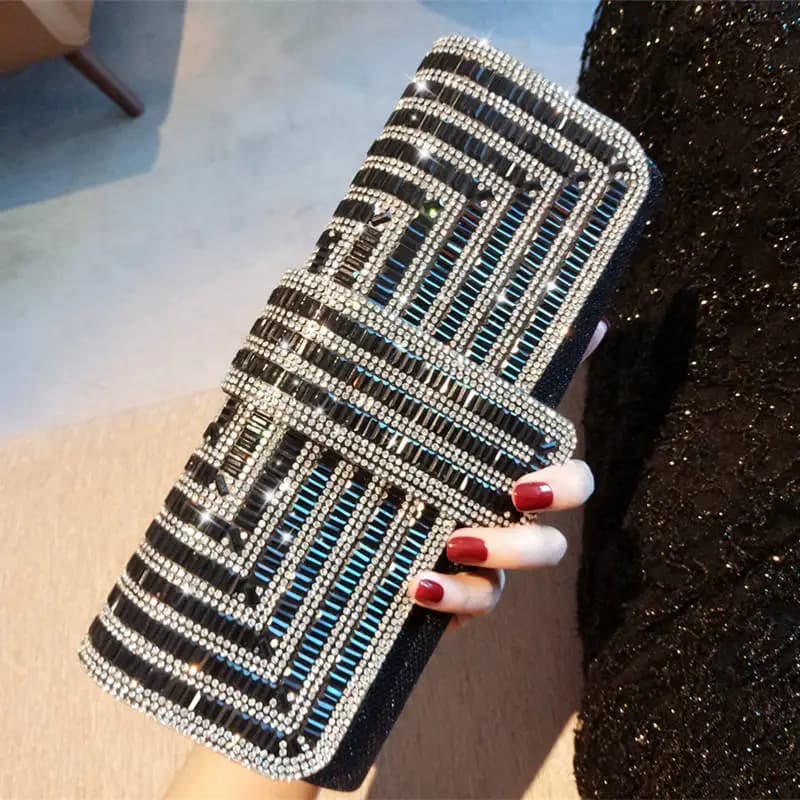 Factory Direct Sales Stick Diamond Three Discount Dinner Bag Hand Armpit Chain Wedding Party Crystal Evening Clutch Bag - 4