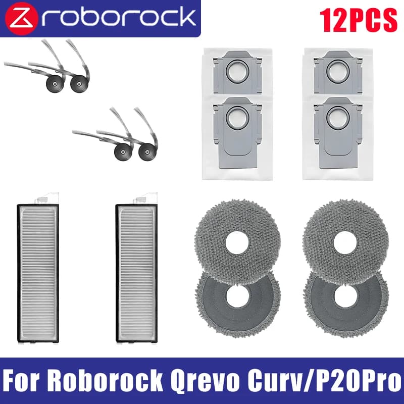 Roborock Qrevo Curv Robot Vacuum Cleaner Accessories Main Roller Side Brush Hepa Filter Mop Cloth Dust Bag Parts Replacement - 2