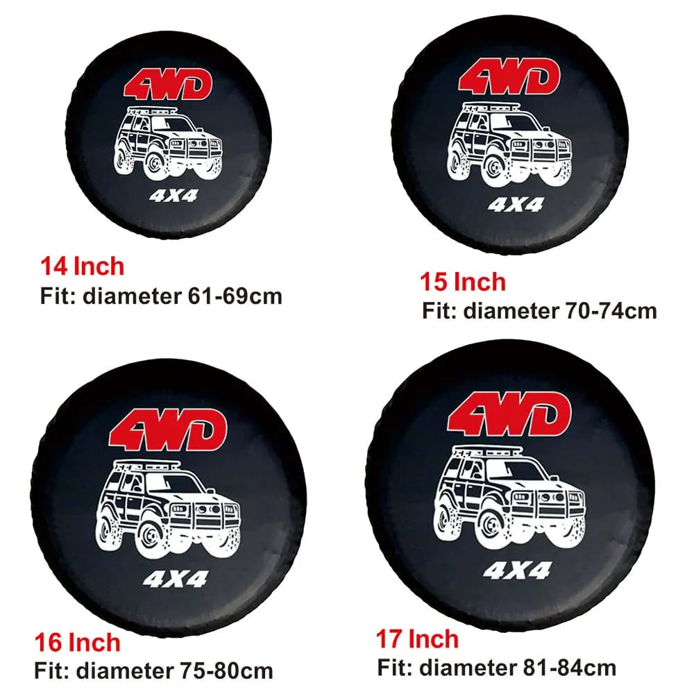4x4 Overland Vehicle Spare Tire Cover Case Bag Pouch Weatherproof Dust-Proof Wheel Covers for Suzuki Mitsubish 14/15/16/17 inch - 3
