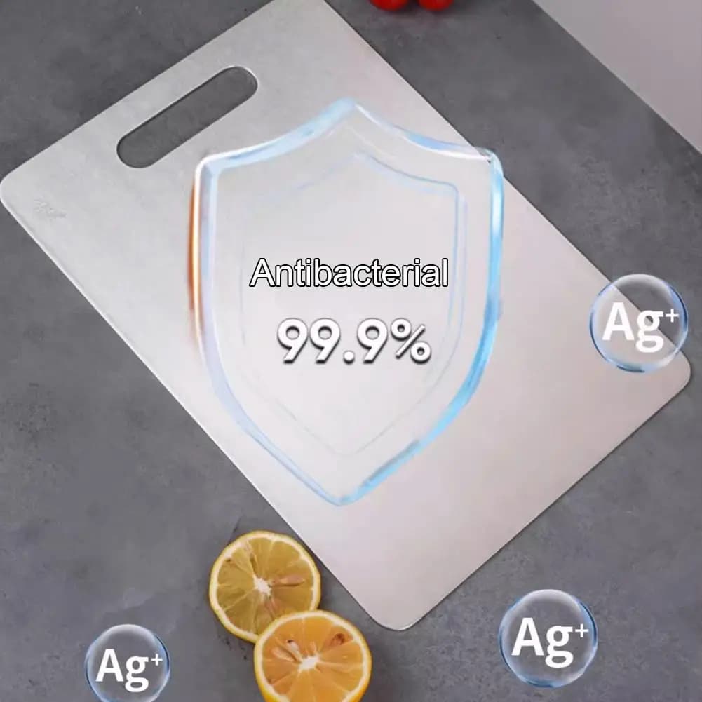 ألواح تقطيع جديدة من التيتانيوم للمطبخ لوح تقطيع فولاذي 304 قطع فولاذية على الوجهين للطعام - 4