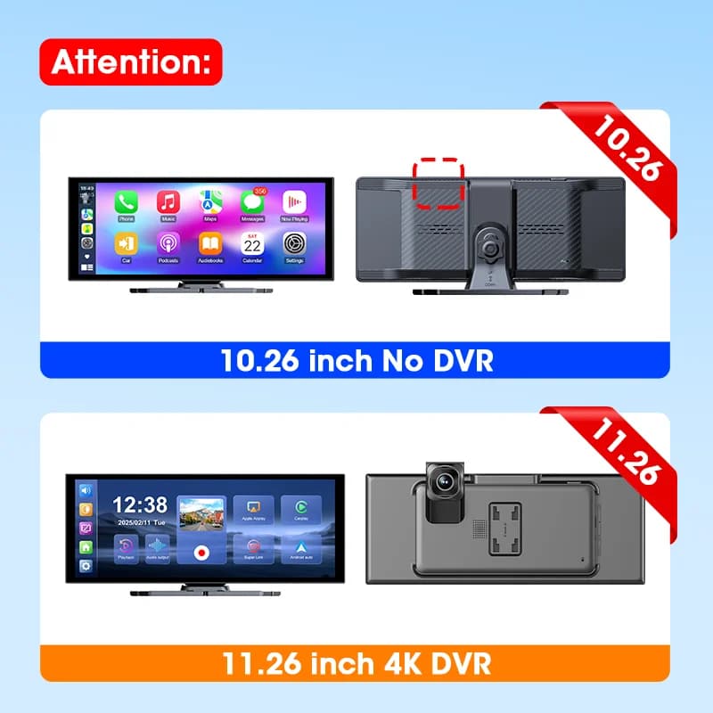 Develuck NEW 11.26 inch 4K DVR Wireless CarPlay and Android Auto Portable Dash Cam Car Screen Video Recorder 5G WIFI Navigation - 2