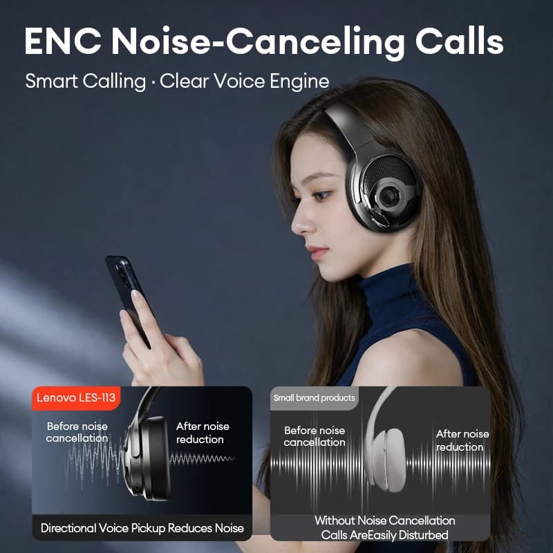 Lenovo Original Bluetooth Earphones Over-ear Foldable Computer Wireless Headphones Noise Cancellation HIFI Stereo Gaming Headset - 5