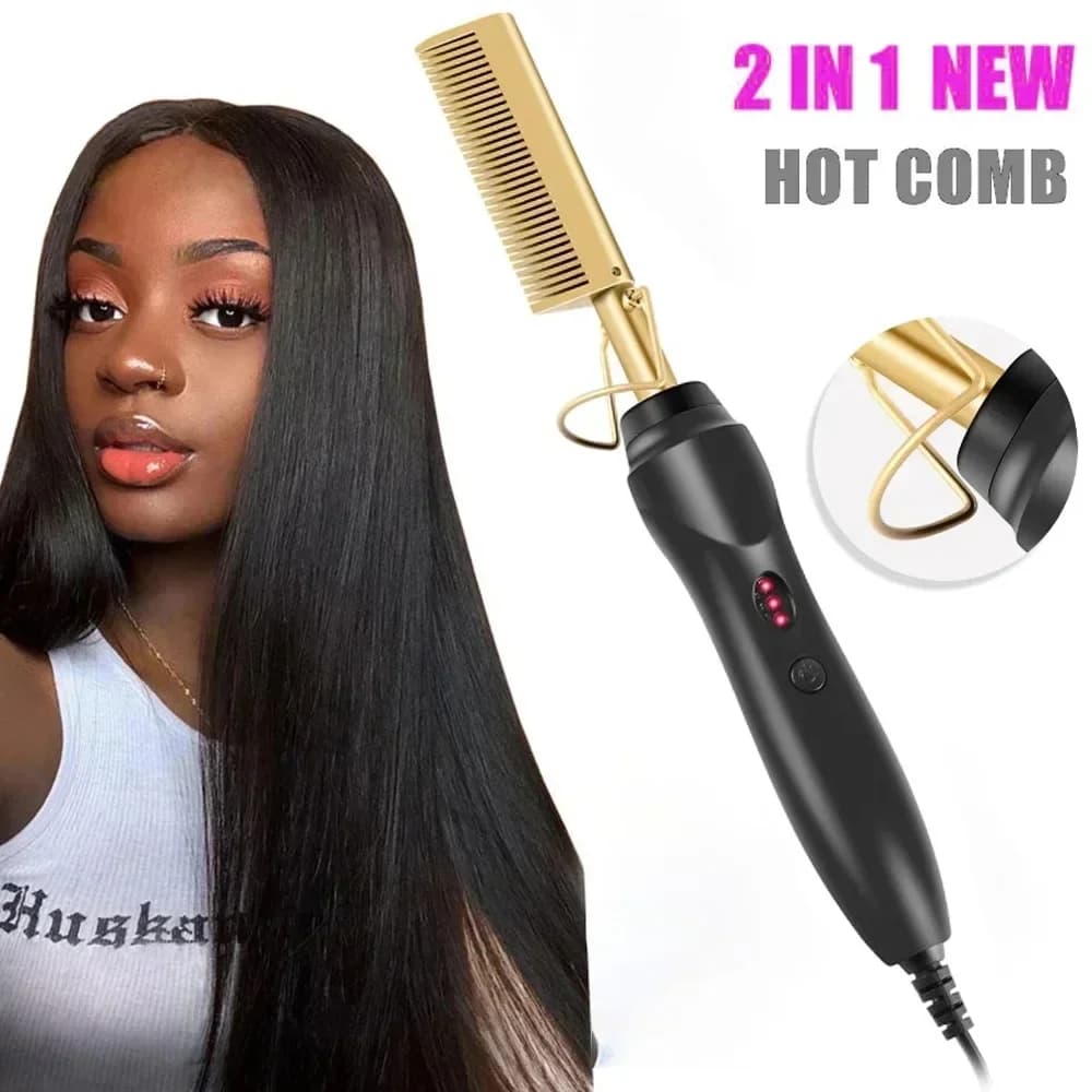 Electric Hot Heating Comb Hair Straightener Curler Flat Irons Wet Dry Hair Iron Straightening Brush Hair Styling Tools