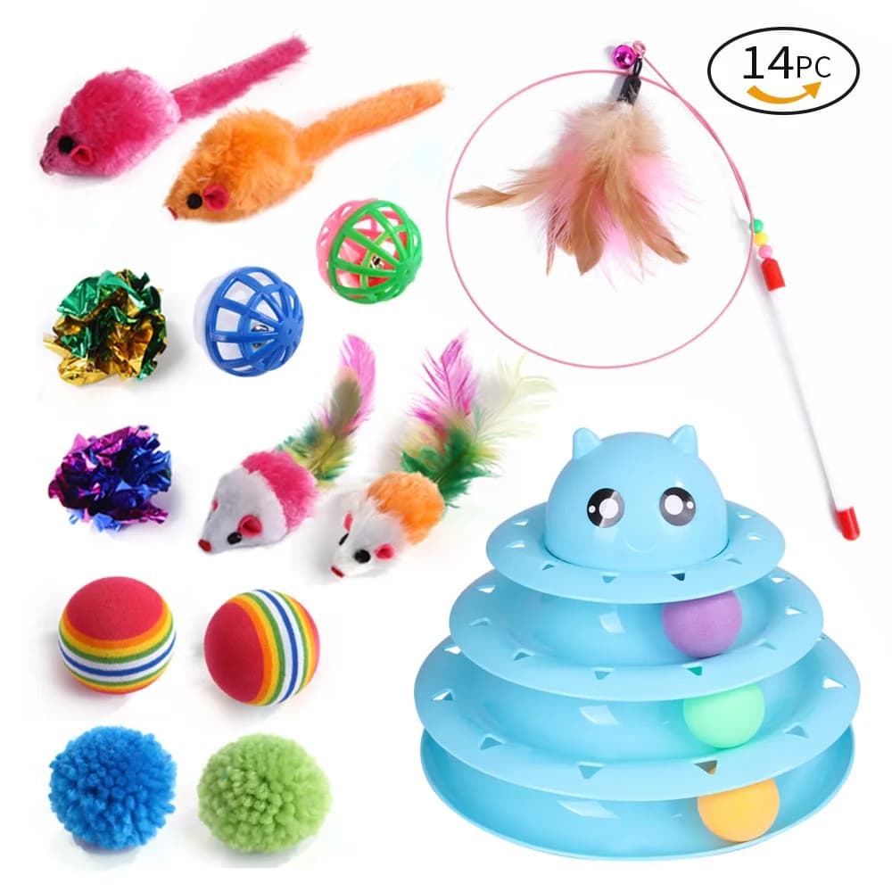 DualPet Kitten Toys Variety Cat Toy Combination Set Cat Toy Funny Cat Stick Sisal Mouse Bell Ball Cat Supplies 20 Piece Set - 4