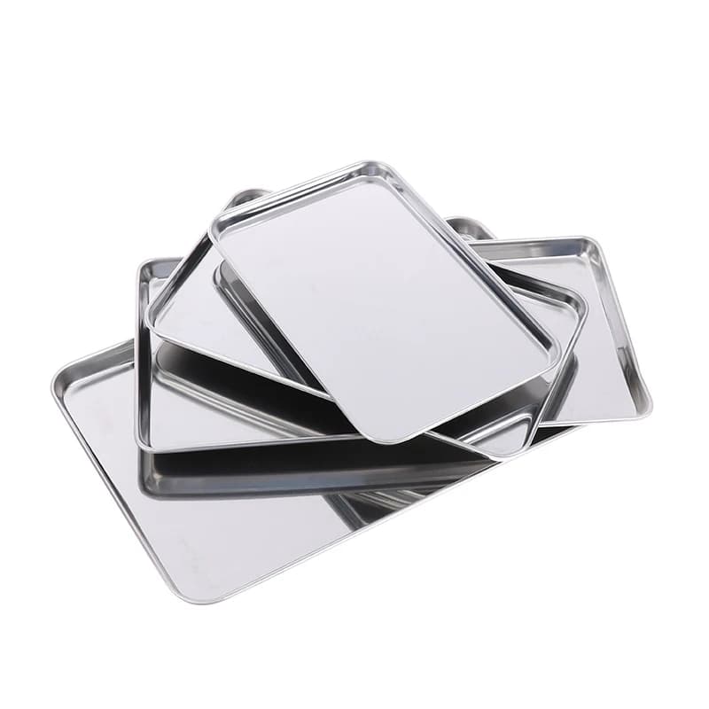 1pc Stainless Steel Tray Rectangle Plate For Kitchen Barbecue Shops Medical Organizer Baking Plate - 2