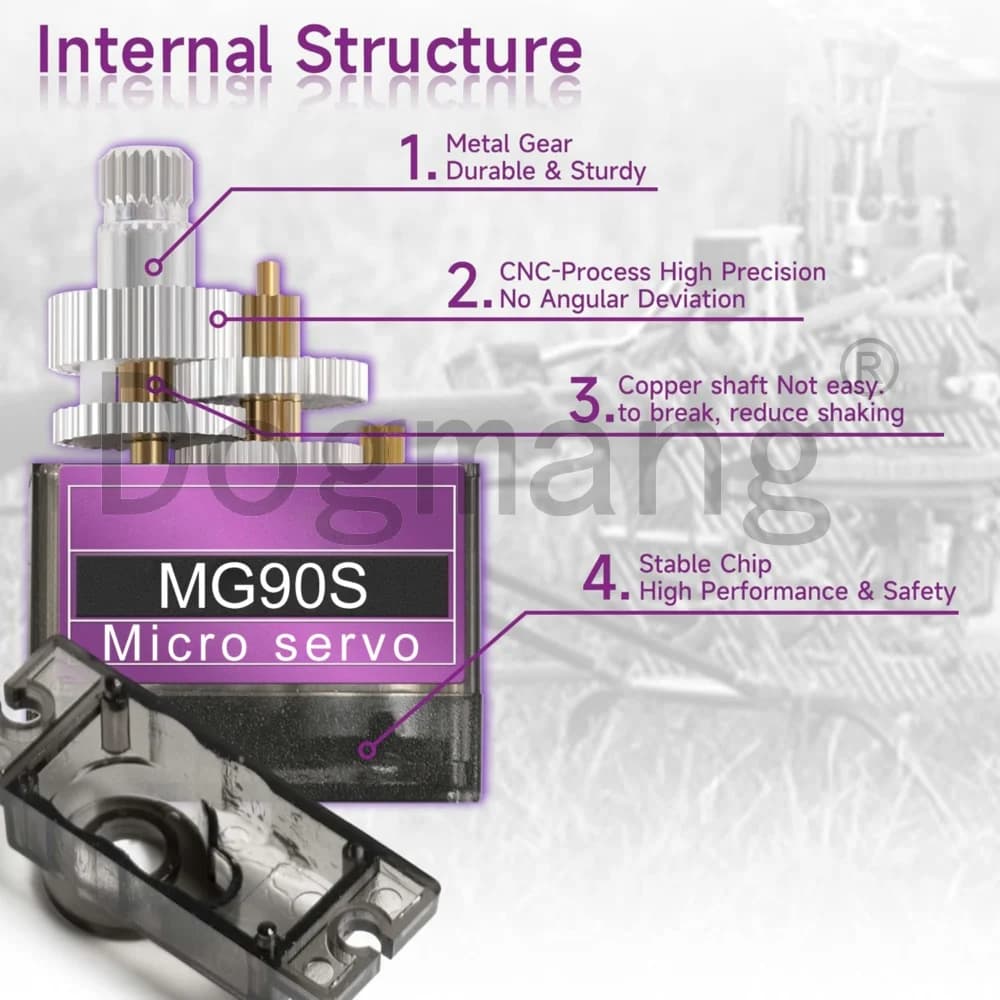 MG90S Servo 1/2/4/10/20/50 Pcs All Metal Gear 9g SG90 Upgraded Version For Helicopter Boat Car Mini Servos for Arduino Project - 3
