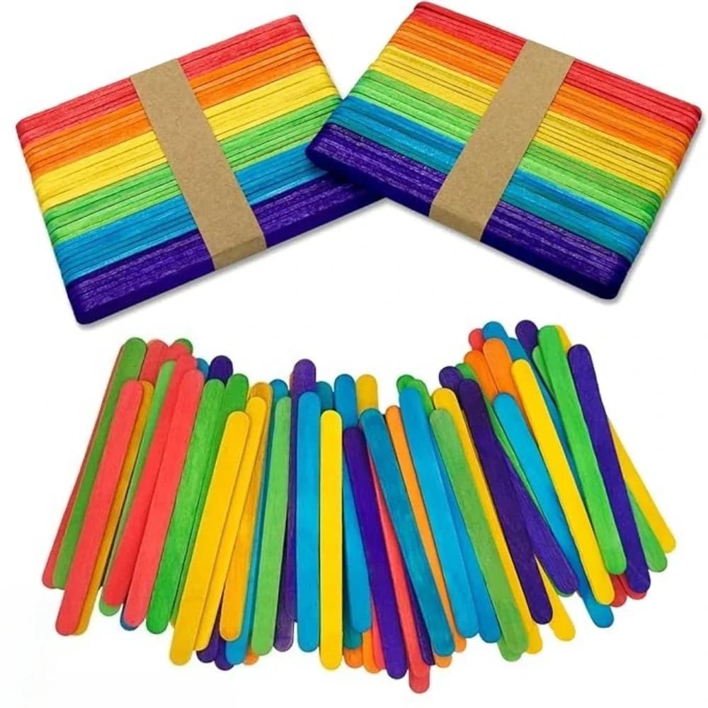 50-500Pcs Colored Ice Cream Popsicle Stick Natural Craft Sticks Wooden Popsicle Stick DIY Craft Supplies Resin Making Tools - 3
