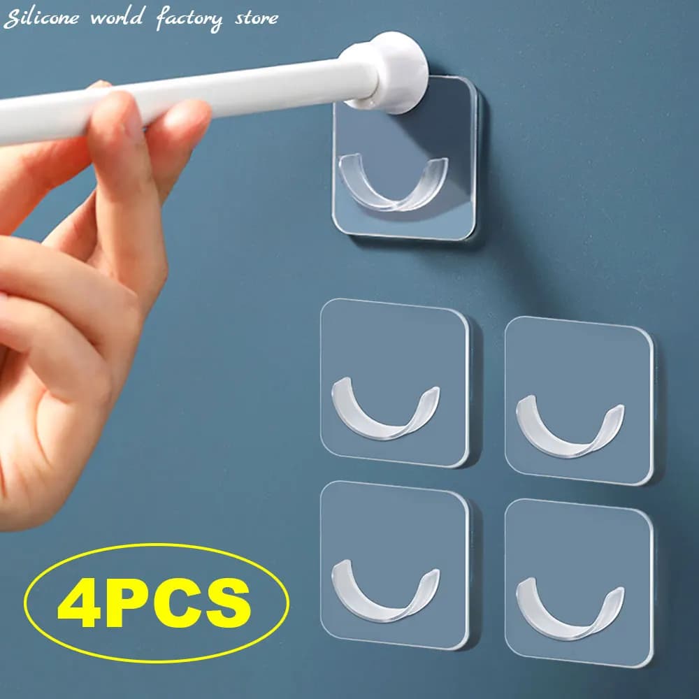 سيليكون العالم 4 قطعة قضيب الستارة قوس أصحاب السنانير ذاتية اللصق قضيب حامل الملابس السكك الحديدية قوس المرحاض اكسسوارات الحمام