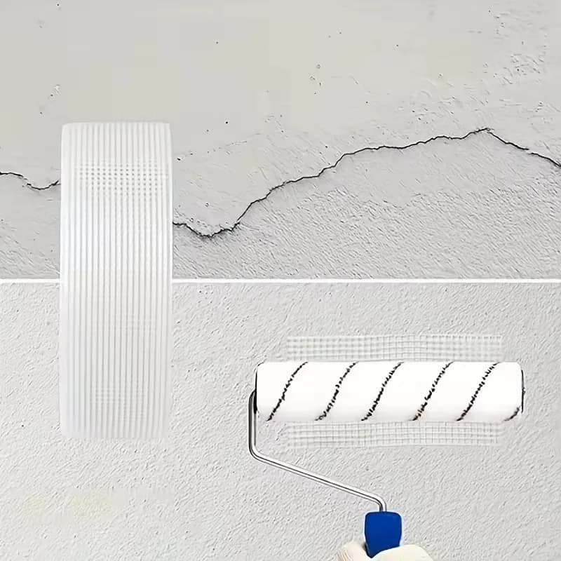 لفة واحدة 30 متر من شريط الشبكة الزجاجية اللاصق ذاتيًا، لإصلاح شقوق الجدران والعزل الحراري، شريط زخرفي لدرزات الشبكة - 5