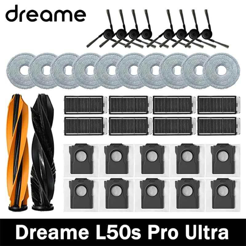 Dreame L50s Pro Ultra Vacuum Cleaner Replacement Accessories Main Side Brush HEPA Filter Mop Cloths Dust Bag Spare