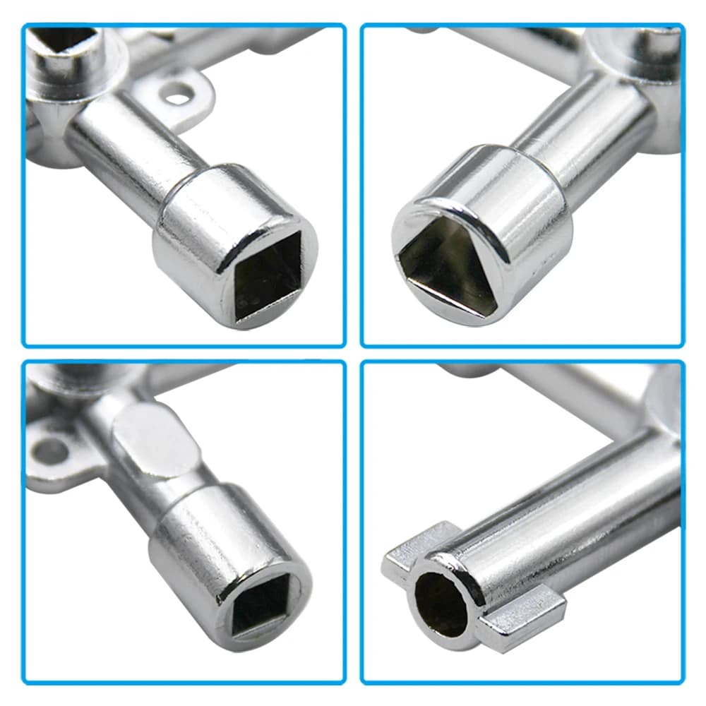 4in1 Silver Key Wrench Electrical Elevator Control Cabinet Valve Inner Triangle Quadrangle Screwdriver Tool Set - 6