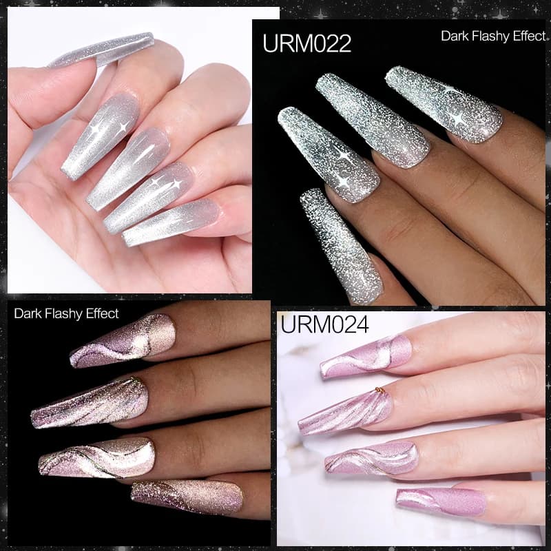 UR SUGAR 7.5ml Reflective Cat Magnertic Gel Nail Polish Laser Glitter Silver Semi Permanent Soak Off UV Nail Art Design Manicure - 4
