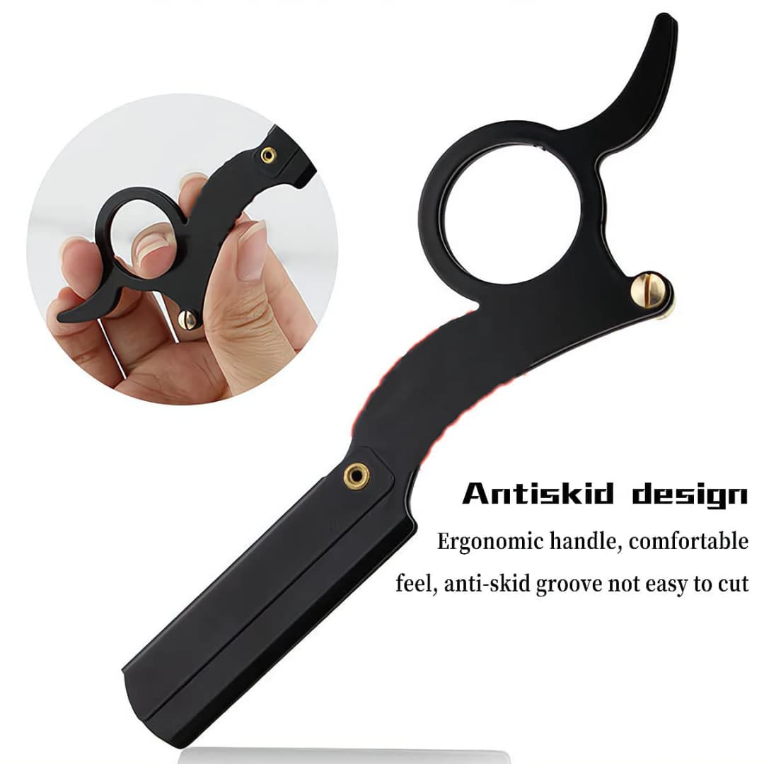 شفرة حلاقة يدوية للإبهام، شفرة حلاقة مستقيمة لقص الشعر واللحية والحاجبين، شفرات قابلة للاستبدال - 5