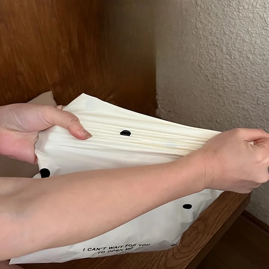 10 قطع أكياس تسليم سريع منقطة باللون البيج، أكياس تغليف هدايا وملابس، أكياس تخزين بلاستيكية مقاومة للماء - للمكتب - 3