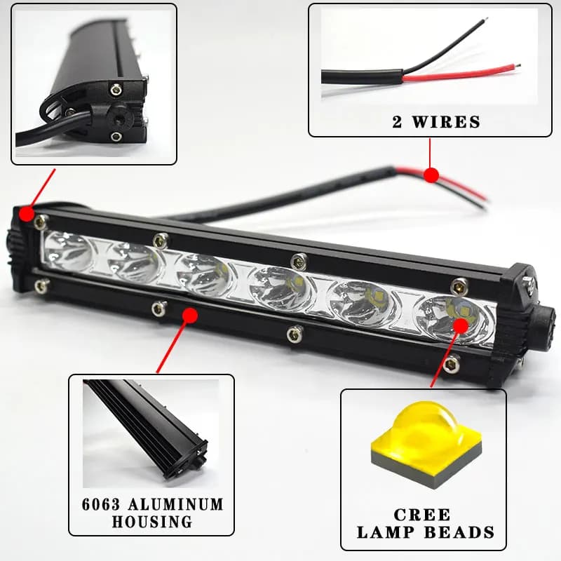4''/7'' MOTO car 15W/30W LED Light Bar Single Row Work Spotlights Mini Led Lamp Bike Light 4X4 Offroad 12V 24V White Yellow - 3