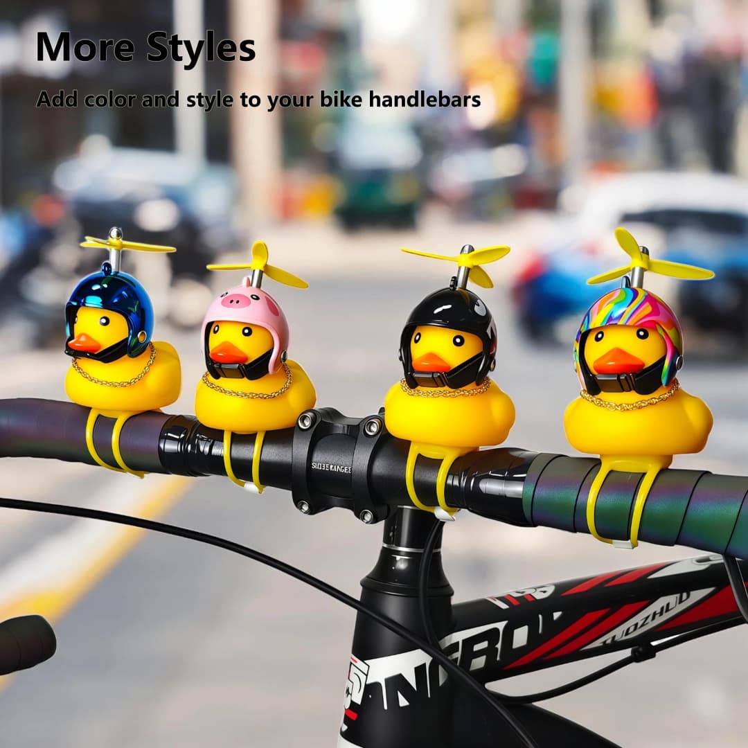 Bells Bicycle Yellow Duck Cartoon Little Yellow Ducks Helmet Head Light Shining Duck Bicycle Bells Handlebar Bicycle Accessories - 6