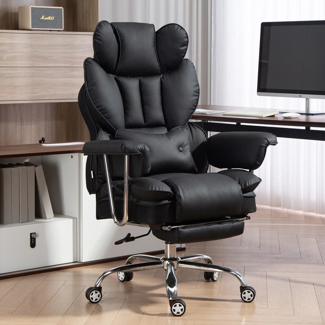 AnneFish Large Executive Office Chair with Liftable Armrests Ergonomic Swivel Desk Chair  Height Adjustment - 3