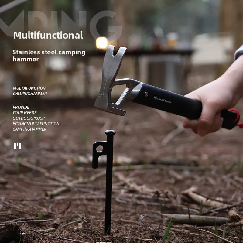 مطرقة تخييم متعددة الاستخدامات من سبائك الألومنيوم الخفيفة لمعدات البقاء في الهواء الطلق - 4