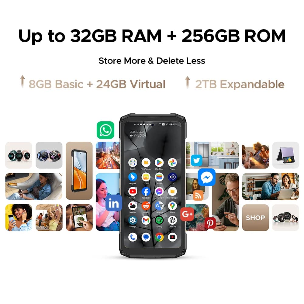 World Premiere DOOGEE Blade20 Turbo 5G Rugged Phone Android 15 Gemini Al 6.6'' HD+ 8GB 256GB AI Dual Camera 10300mAh Battery - 5