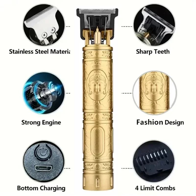 T9 Carving Vintage Hair Clipper For Mens Grooming Essential Tools USB Fast Rechargeable Beard Hair Trimmer Provide Precise Shave - 4