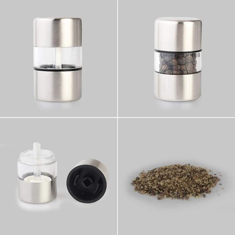 Stainless Steel Portable Mini Grinder Hand Salt and Pepper Grinder for Herbs Pepper Spices Rose Salt Kitchen Grinding Gadget - 4