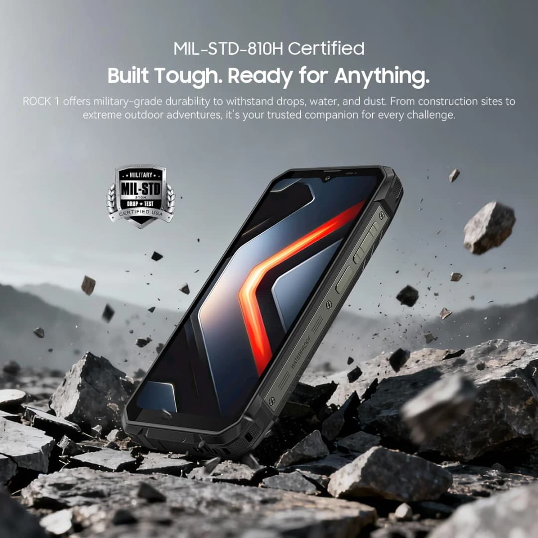 Blackview ROCK 1 Rugged Smartphone,6.56-inch 90Hz  Display,8GB RAM  256GB ROM,15000mAh/33W, MediaTek Helio G81,Android 16 NFC - 3