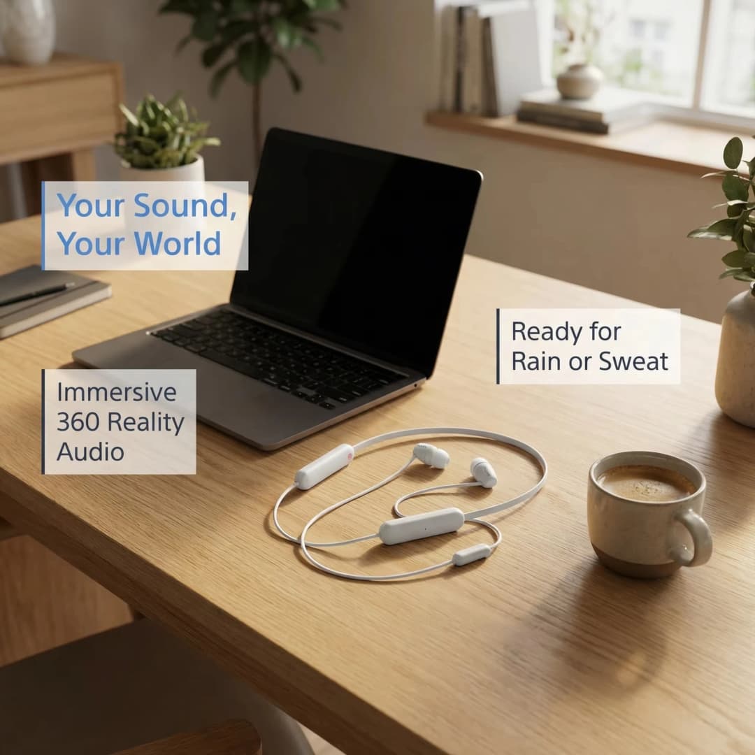 Sony WI-C100 Neckband Bluetooth Headphones Deep Bass In-Ear Sport Earphones With Mic For Running - 3