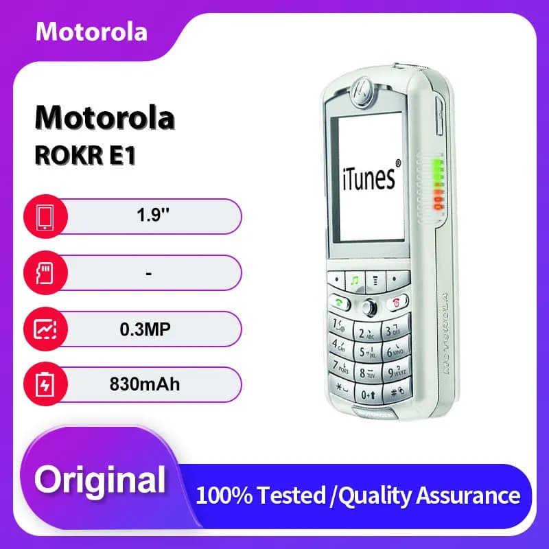 Original Unlocked Motorola ROKR E1 2G 830mAh 0.3MP 1.9 inches Bluetooth Mobile Phone