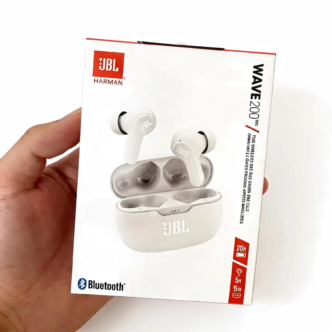 سماعات بلوتوث لاسلكية JBL Wave 200 مع صوت ستيريو وسماعات رأس بتقنية MiC - 5
