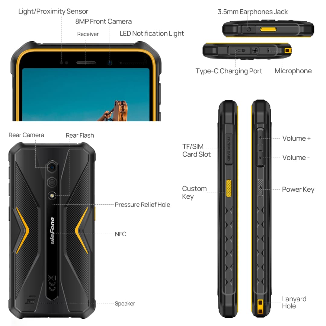Ulefone Armor X12,Android 13 ，Up to 6GB（3GB+3GB）RAM，32GB ROM，4860mAh，13MP 5.45"4G NFC,Global Version - 6