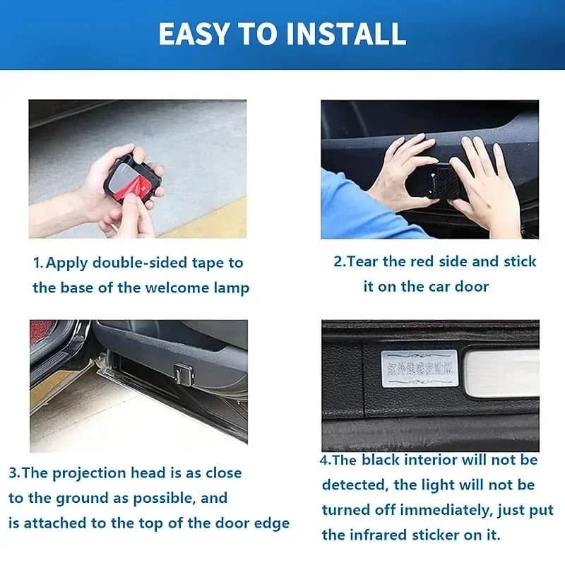 مصابيح ظل LED لمشروع باب السيارة إكسسوارات سيارة لجميع موديلات السيارات شعار سيارة لاسلكي 2 قطعة - 3