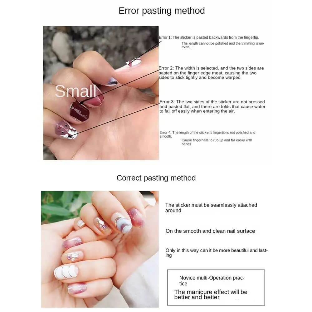ملصقات فنية للأظافر شبه الشفاء ، 14 شريط ، شرائط طلاء أظافر جل ، غطاء كامل ، صناعة فنية ذاتية الصنع - 5