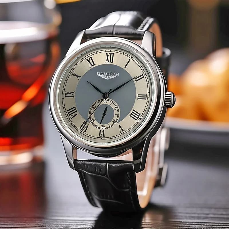 ساعة كوارتز فاخرة لرجال الأعمال 2025، علامة تجارية جديدة، مقاومة للماء، بحزام من الجلد، ساعة يد أنيقة للرجال - 2