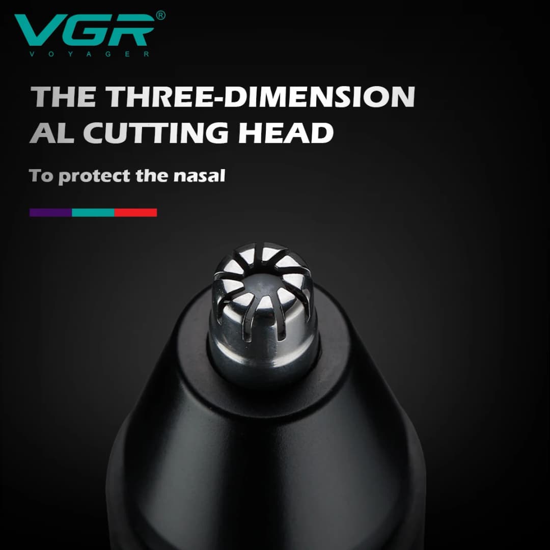 Original VGR Ear Eyebrow Nose Hair Trimmer Electric Beard Grooming For Facial & Body Stubble Trimmer For Men Rechargeable Kit - 2