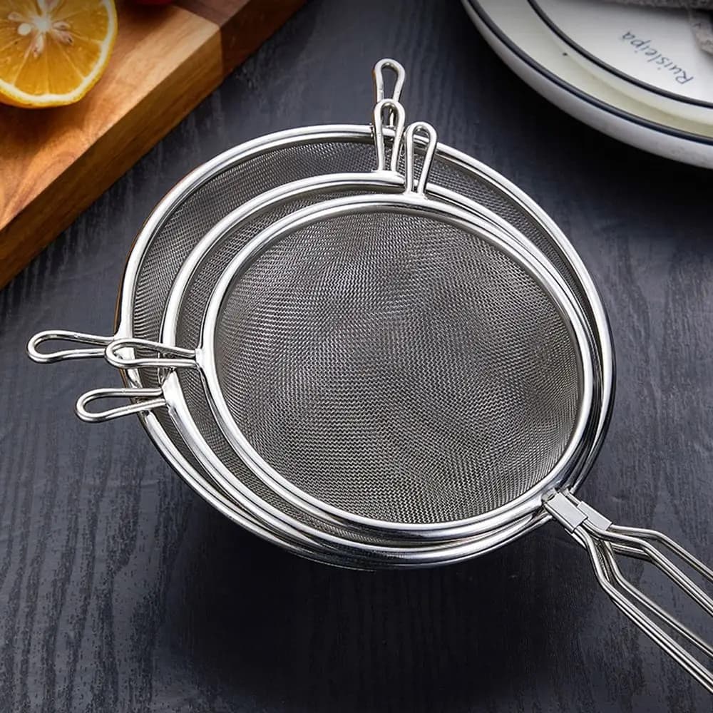 Stainless Steel Flour Filter Screen Soybean Milk Filter Screen Cooking Spoon Double Ear Screen Snack French Fries Kitchen Tools - 5