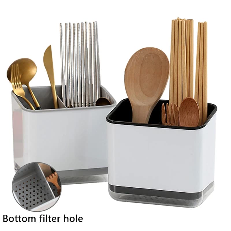 قطعة واحدة من حامل الأعواد القابلة للفصل بطبقتين، حامل تخزين متعدد الوظائف للشوك والملاعق، منظم أدوات المائدة، إكسسوارات المطبخ - 2